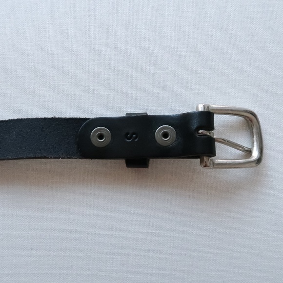 Black Genuine Leather & Silver Buckle Belt 1" - Picture 5 of 5